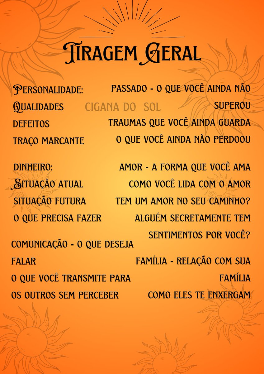 x_mmari's tweet photo. consulta GERAL no baralho cigano
cerca de 35 perguntas 
fala sobre autoconhecimento, financeiro, comunicação, passado, amor, família, amizade, vida sexual e espiritualidade

interessados chamem na dm aqui ou no Instagram!

da rt ai🫶🏽
#baralhocigano #tarot #cartomante https://t.co/GuUHMG6Xue