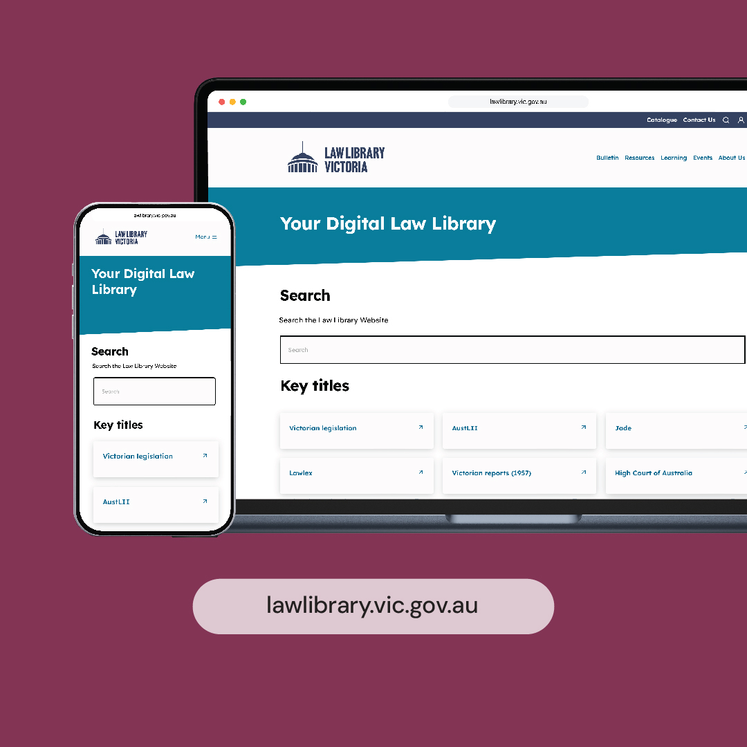 Discover authoritative content faster, with the new Law Library Victoria website. 

Recently launched, the new site makes accessing the Library’s comprehensive legal collection easier.

Explore the new Law Library website at lawlibrary.vic.gov.au ↗️

#viclaw #lawlibrary