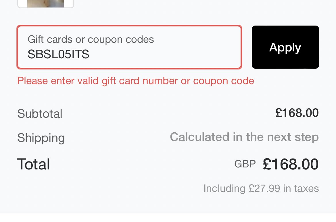_CiaraMarie's tweet photo. @inthestyleUK is the Student Beans discount broken? I keep getting this when trying to use my code https://t.co/xDAL3IlOhc