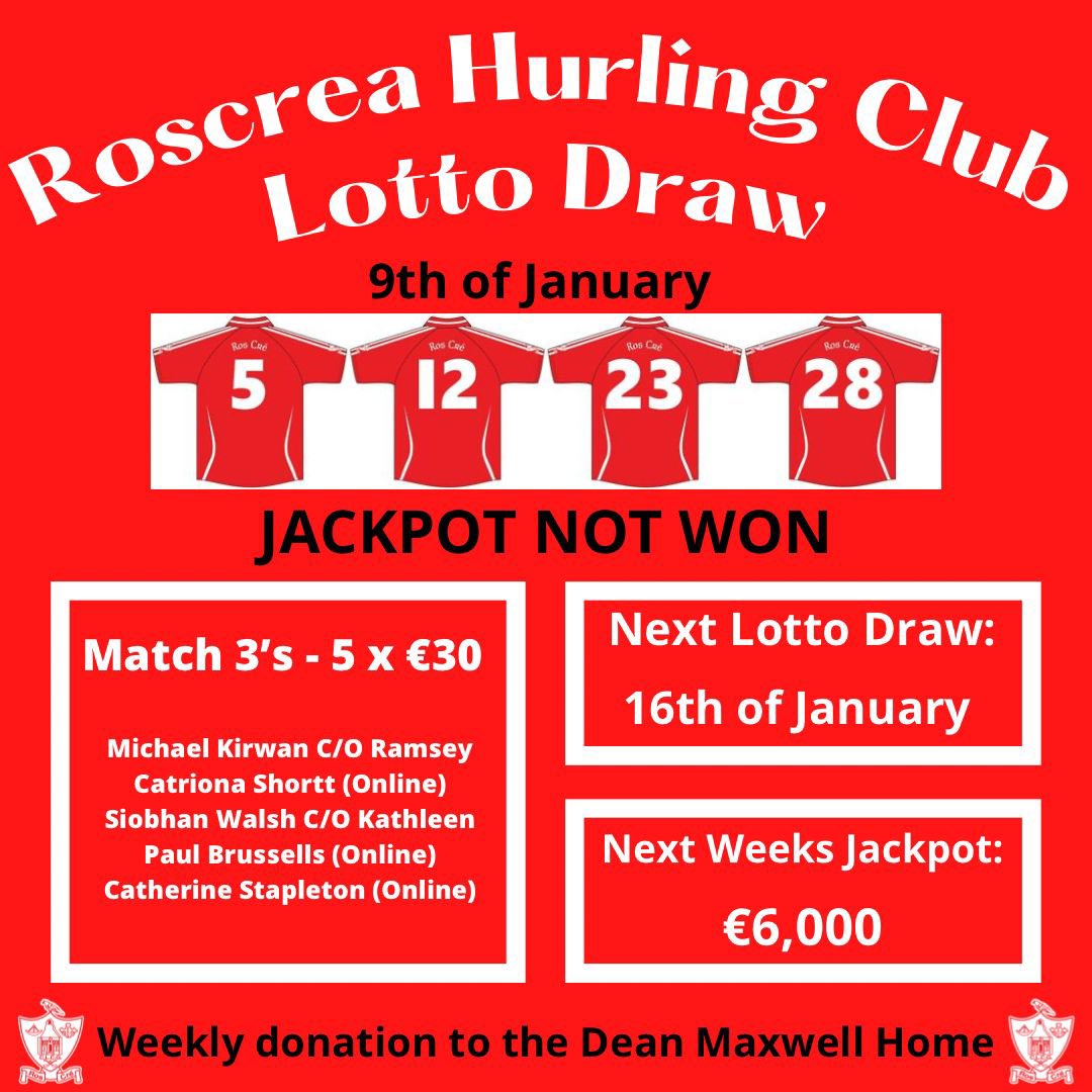 There was no winner of tonight’s lotto jackpot worth €5,800! 😢 Next weeks jackpot: €6,000! 🤑 To enter, follow the link in our bio or buy your tickets in Phelan’s Market House or Moloney’s or Keane’s newsagents on Main Street 🇵🇪