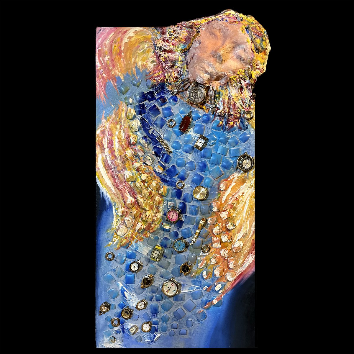 _artmakesus_'s tweet photo. Combining unexpected materials can help inspire us to think outside the box, like this beautiful mixed media piece created by Teresa Arrasmith. 

She worked on this in our weekly virtual Open Studio class and it was so fun it see it come together! Great job, Teresa! https://t.co/YEKB16nDF3