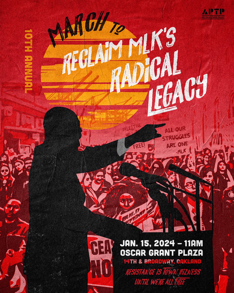 In honor of Dr. King's true radical legacy, join us from January 13-22 for a mass march &amp; week of trainings, film screenings, actions and more as we get ready for a year of solidarity, community &amp; liberation! #ResistanceisTownBiz

Learn more at: antipoliceterrorproject.org/reclaim-mlk