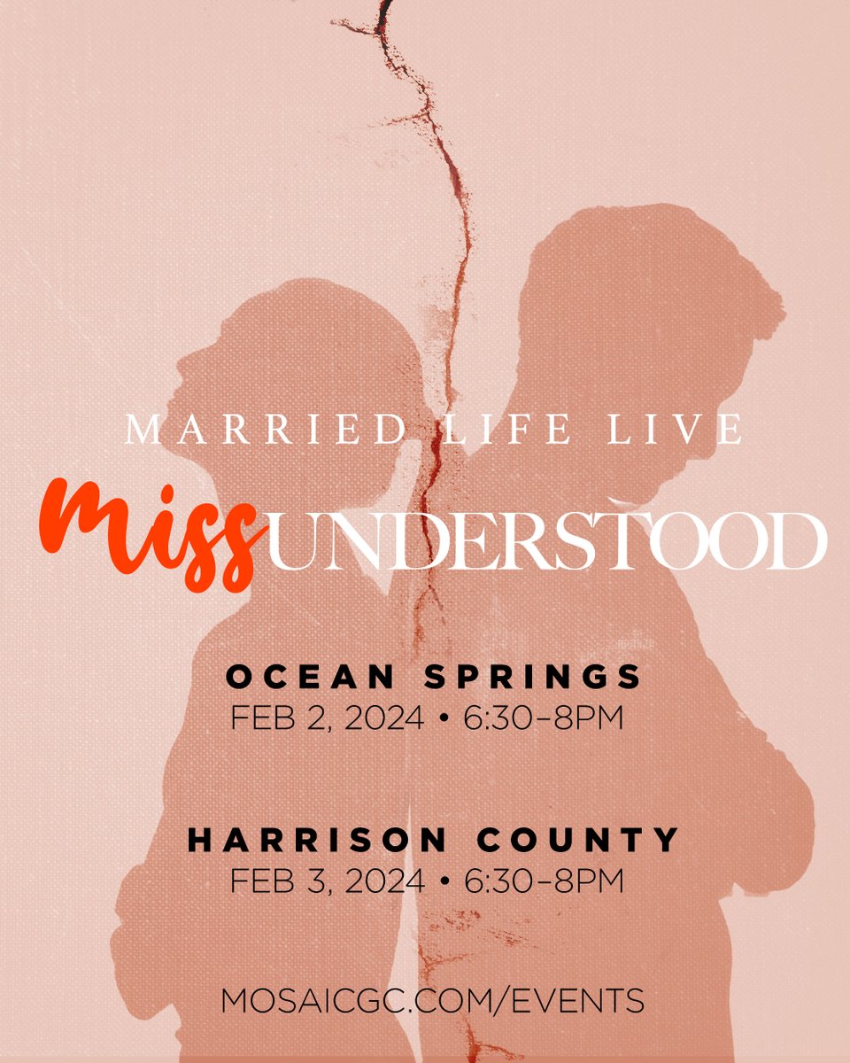 mosaicgc's tweet photo. Embark on a marriage adventure with Mosaic! We get it; marriage has its challenges, but trust us, the rewards are worth the journey!
Ocean Springs:
https://t.co/306VjGPeDX

Harrison County:
https://t.co/aaCwQsy6sf

Let's make Married Life Live unforgettable at Mosaic Church! https://t.co/Gy6rKuiPlj
