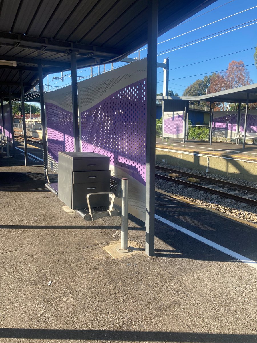 Hey <a href="/AdelaideMetroSA/">Adelaide Metro</a> I spotted this filing cabinet at Goodwood Station - thought you might want to know. I wasn't brave enough to open the drawers.
