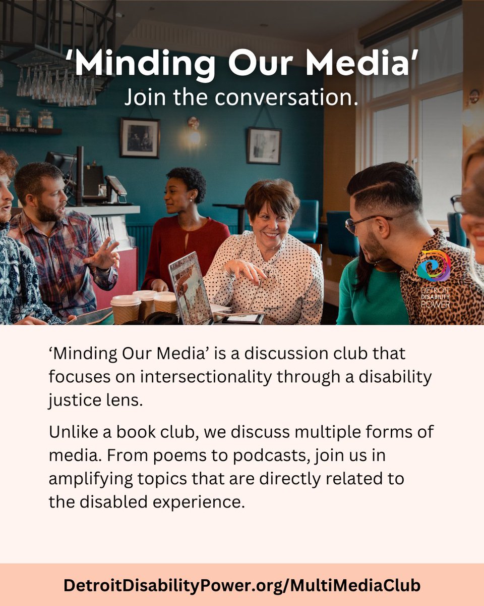 Join us in a diverse and powerful discussion every first Thursday on Zoom. ASL and CART available by request.

Register at bit.ly/DDPMediaClub or click the link in our bio.