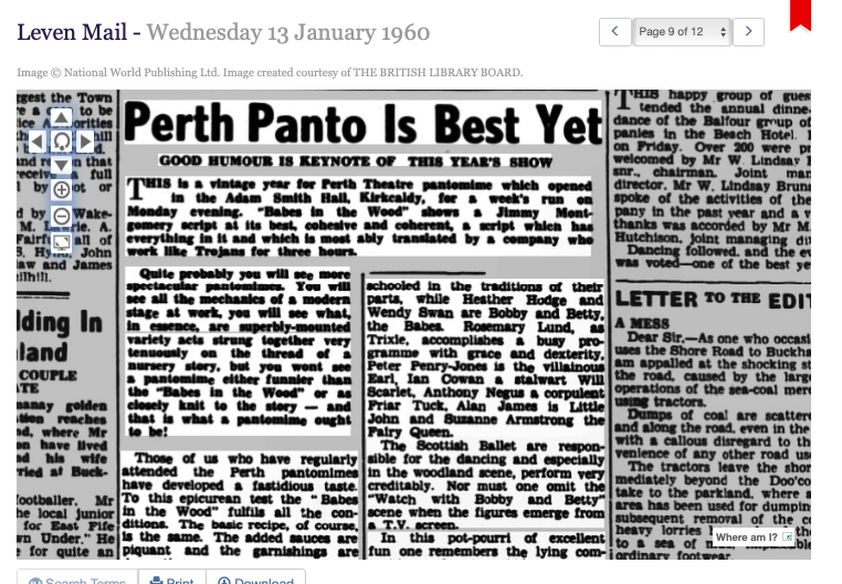 WWalks's tweet photo. As it's #panto season here's my Mum as #RobinHood in @perthTCH production of the Babes in the Wood. According to the Leven Mail of 13th January 1960 Mum (then Margaret Ferguson) made 'a dashing Robin Hood'. Thanks @BNArchive  https://t.co/xpekDAocSF https://t.co/RGh8WNwcqc