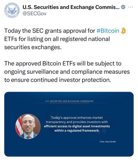 🔥ATENCIÓN🔥

El presidente de la SEC, Gary Gensler, ha confirmado que la cuenta de #Twitter de la SEC ha sido víctima de un ciberataque y que el TWEET que anunciaba la aprobación de los ETFs de #Bitcoin es FALSO 🚫

“La SEC NO HA DADO LUZ VERDE a ningún ETF de #Bitcoin”

Muchos