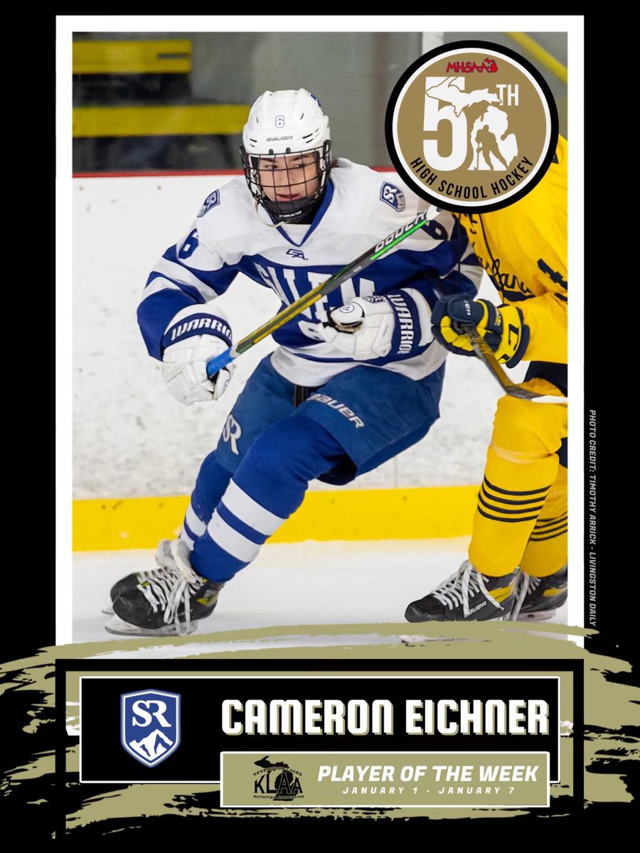 With 2 big wins last week against Howell and the Livonia Red Stallions, Cameron Eichner wins KLAA player of the week. In those games Cam contributed 3G and 2A while being a +4!! Way to go Eich!!!!