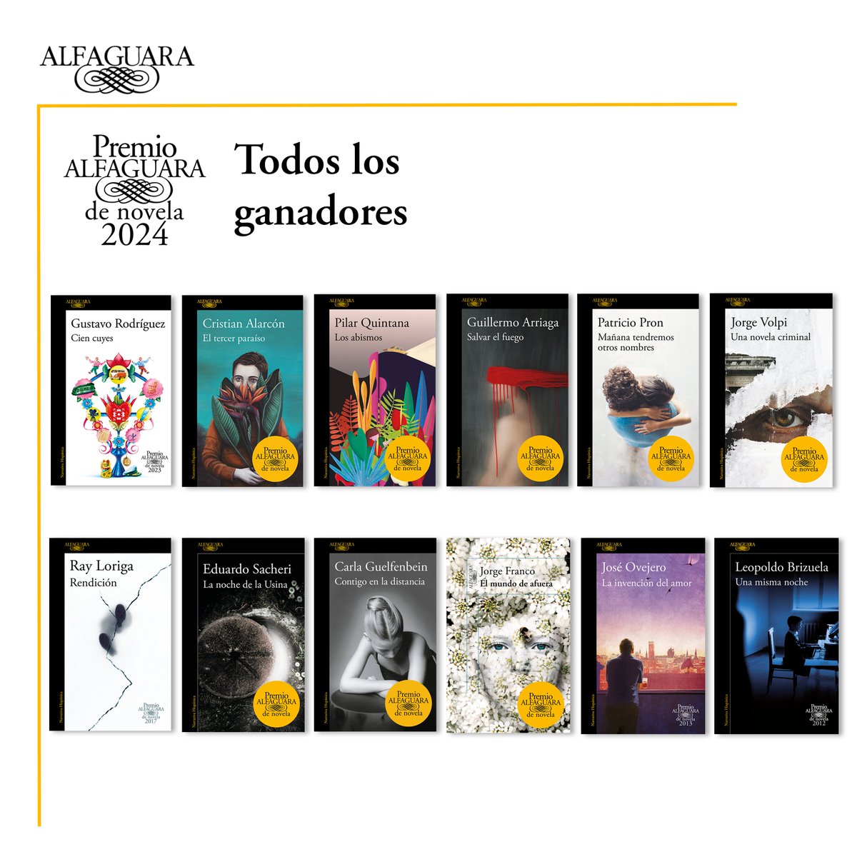 El 25 de enero se celebra el Premio Alfaguara 2024 y, mientras esperamos a conocer al ganador de este año en el que además se cumple el 60 aniversario de Alfaguara, haremos repaso por todas las obras ganadoras.

¿Cuáles has leído?

#PremioAlfaguara #60AniversarioAlfaguara