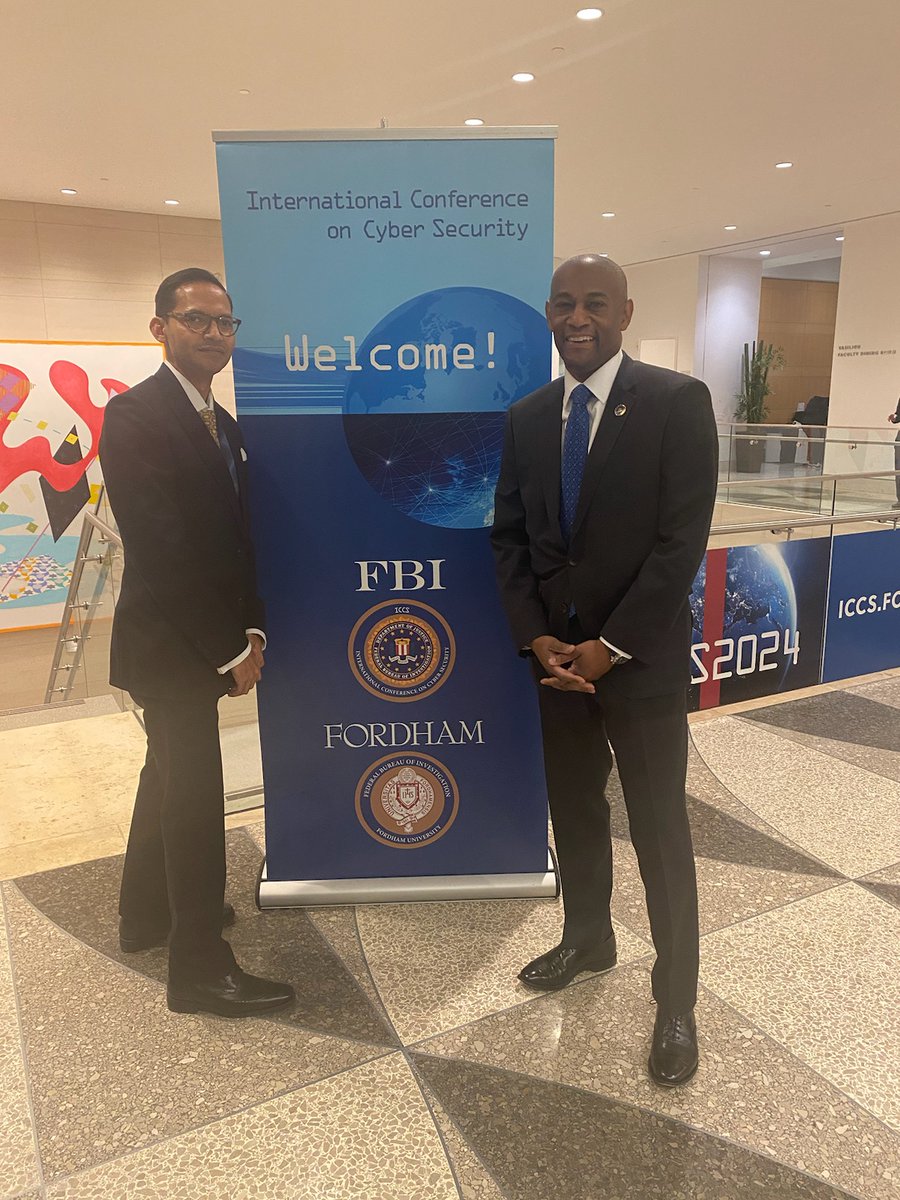 Assistant Director in Charge Jim Smith and ASAC Kachhia-Patel at @ICCSNY. #FBINewYork and Fordham University cohost the International Conference on Cyber Security, the premier global cyber security event.