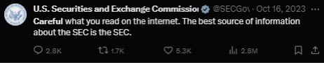 “The best source of information about the SEC is the SEC.”

You couldn’t make this stuff up. 👇👇