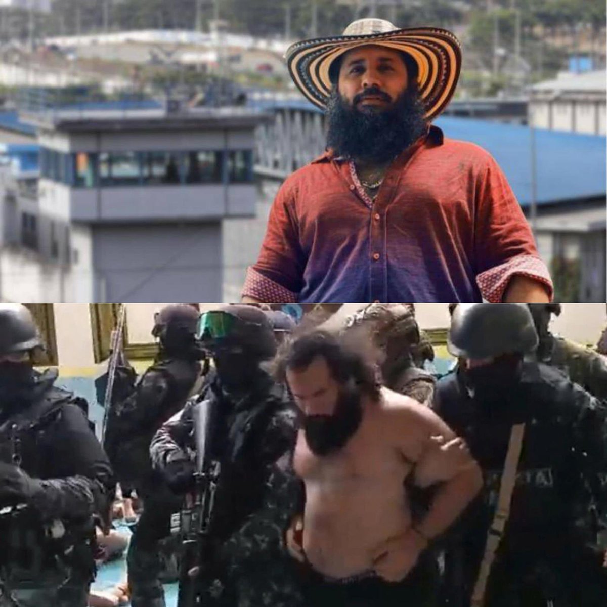 MarioNawfal's tweet photo. 🚨🇪🇨 FITO - NOTORIOUS GANG LEADER WHO ESCAPED PRISON

The escape of Jose Adolfo Macias, known as Fito, leader of the Los Choneros gang, from a maximum-security prison in Guayaquil is what started the current wave of narcoterrorism sweeping across Ecuador. 

Fito was serving a 34-year sentence for organized crime and murder, previously escaped in 2013, only to be recaptured after three months.

 Fito's Los Choneros gang playing a central role in prison riots and violence gripping the country. 

Sources: Al Jazeera, Crisis24
