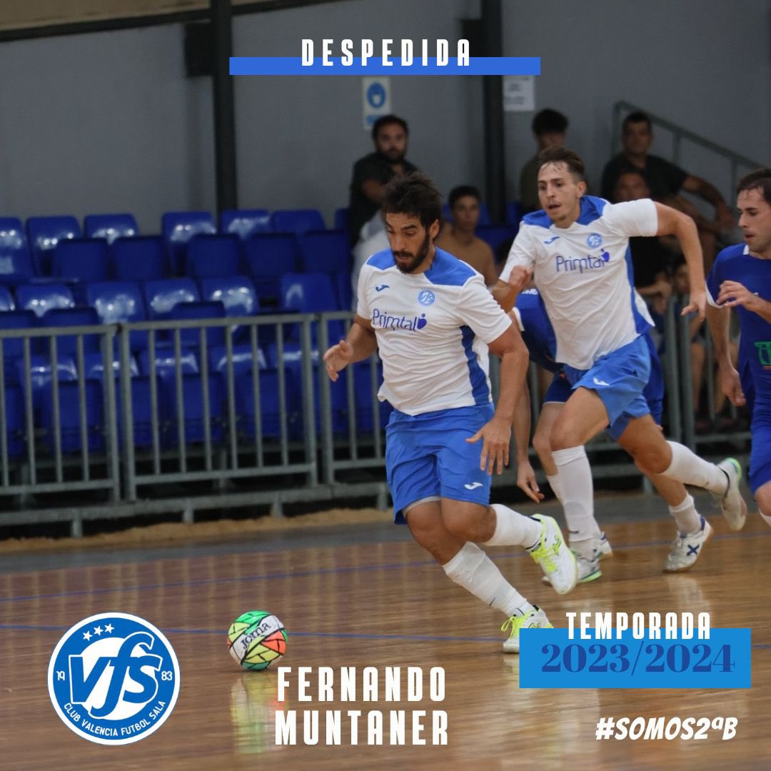COMUNICADO || 2ªB ⚪️🔵

El Valencia FS anuncia que el jugador Fernando Muntaner deja de ser jugador del Primer Equipo.

El Club agradece su trabajo y su compromiso desde el principio con el equipo y le desea lo mejor en sus futuros retos.

Gracias <a href="/mun_fer/">Fernando Muntaner</a>