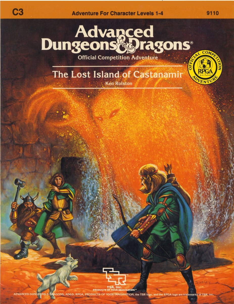 Loston_Wallace's tweet photo. #TSRModule #C3TheLostIslandOfCastanamir #AdvancedDungeonsAndDragons My copy of TSR's module C3: THE LOST ISLAND OF CASTANIMIR. Love the Easley cover on this one, & I remember playing through this adventure fondly! Good low-level module! @YoDanno @DaddyRolleda1 @BugbearBrothers https://t.co/UntVs6RZwz