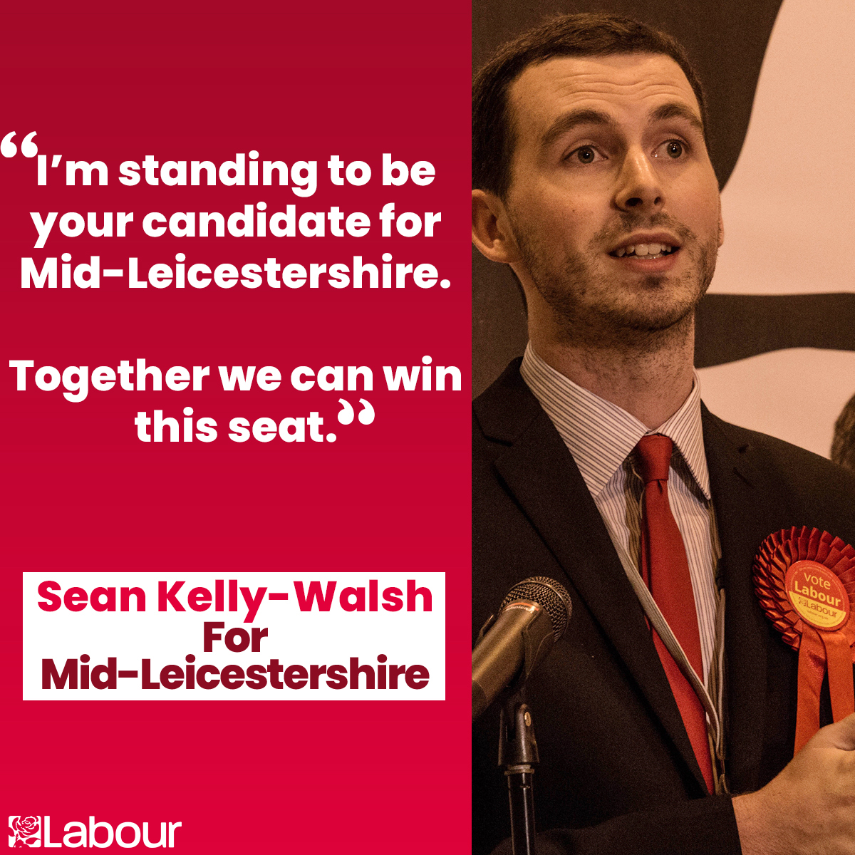 seankellywalsh's tweet photo. I am delighted to announce that I have submitted my application to be the #LabourParty Candidate for Mid-Leicestershire.🌹
This is a new seat, but after 14 years of the Tories, the challenges our communities face are far from new.
Join me &amp; together we can win this seat. 1/3 https://t.co/gAoBnk732X