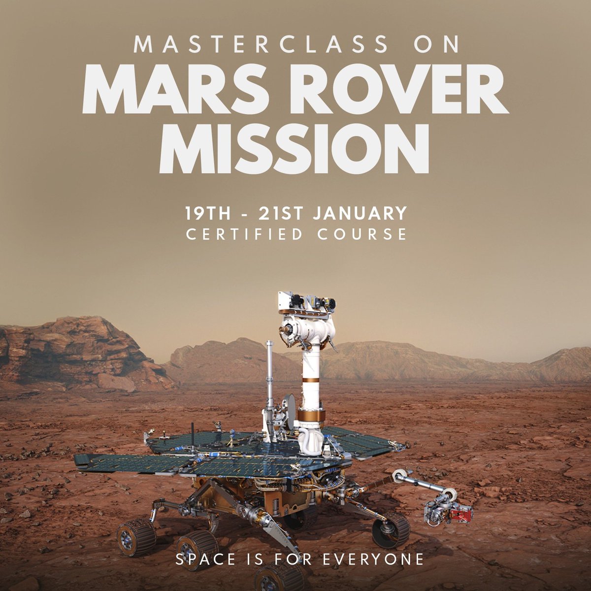 Mars is not only a planet, but also probably become our second home. We are coming up with a Masterclass on Mars Rover Mission (MMRM). Date: 19th - 21st January Time: 7:00 PM IST - 8:30 PM IST Registration fees: INR 900 Registration link: bit.ly/MMRM-STAR