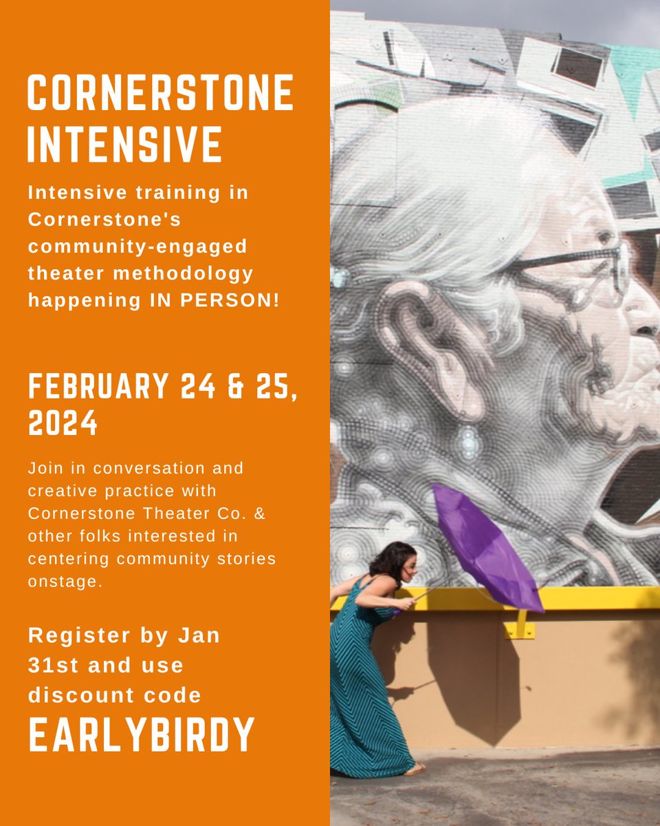 cornerstonethtr's tweet photo. Join us February 24th &amp; 25th for our two-day intensive!

Click below to register now and use early registration discount code EARLYBIRDY --available through January 31 -- for a discount
https://t.co/F8cZhJL3iY https://t.co/4v0EP0eXGq