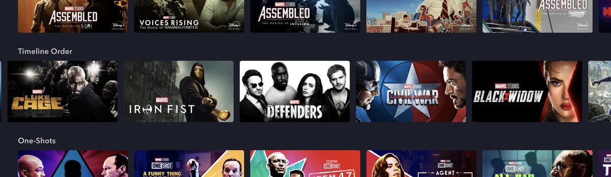 DiscussingFilm's tweet photo. The Marvel Netflix shows are officially canon to MCU.

Added to the MCU timeline order on Disney+ https://t.co/28Yaq43dWd