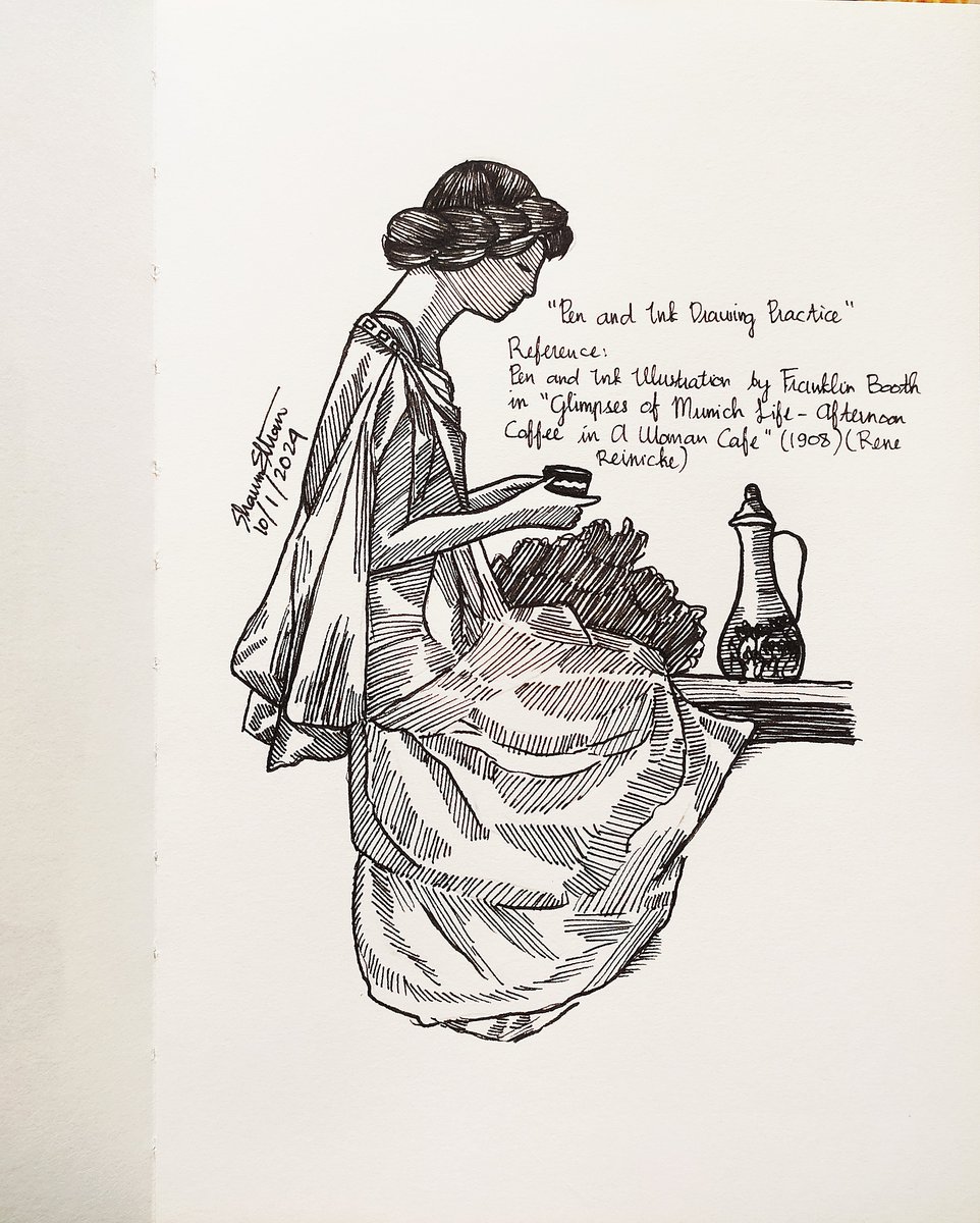 Afternoon Coffee in A Woman Cafe (1908)

#franklinbooth #penandink #penandinkillustration #inkdrawing #drawingpractice #pendrawing #inkart #penart #artmoots #artcommunity #artistonx