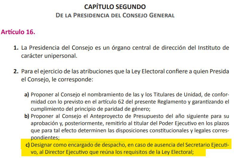 DaniaRavel's tweet photo. 🚩 Hoy se publicó el proyecto de sentencia respecto al “mecanismo extraordinario para garantizar la oportuna integración y adecuado funcionamiento de los órganos centrales del Instituto” que aprobamos en el Consejo General del @INEMexico.
En dicho proyecto se abre la posibilidad para que se pueda designar como encargada de despacho de la #SecretaríaEjecutiva a una persona encargada de despacho de una #DirecciónEjecutiva, pese a que con ello se contraviene lo establecido en el artículo 16, numeral 2, inciso c) del #ReglamentoInterior del @INEMexico. Ese artículo se encuentra firme y vigente y, entre otras cosas, busca que la persona que se proponga para hacerse cargo (incluso como encargada) de un puesto tan relevante como la Secretaría Ejecutiva, sea una persona cuyo perfil haya sido #examinado por el pleno del #CG y que haya logrado los #consensos necesarios para su #designación en una Dirección Ejecutiva.