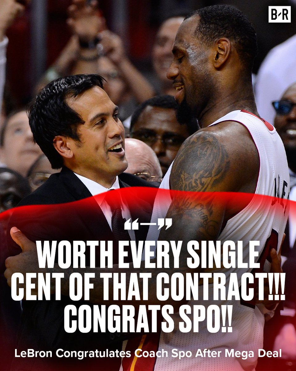BleacherReport's tweet photo. Bron showed Coach Spo love after his extension with Miami ❤️ https://t.co/9iPkI6z654