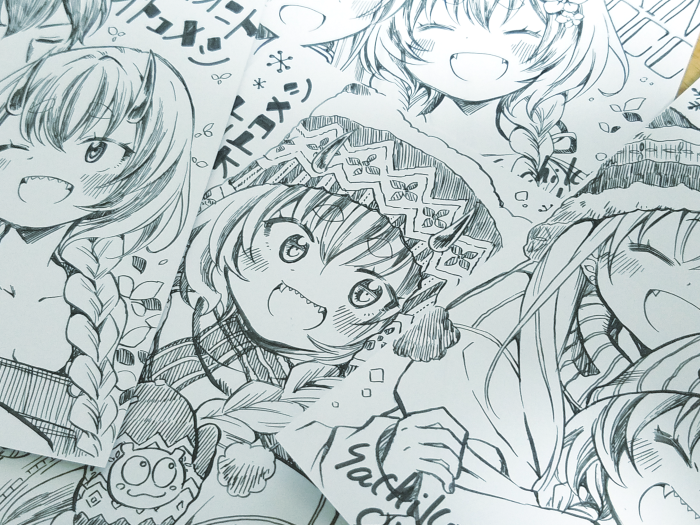 ファンレターのお返事を描きました～。
どうにも気に入らなくて描き直したりしてたら1日かかってしまった～。 