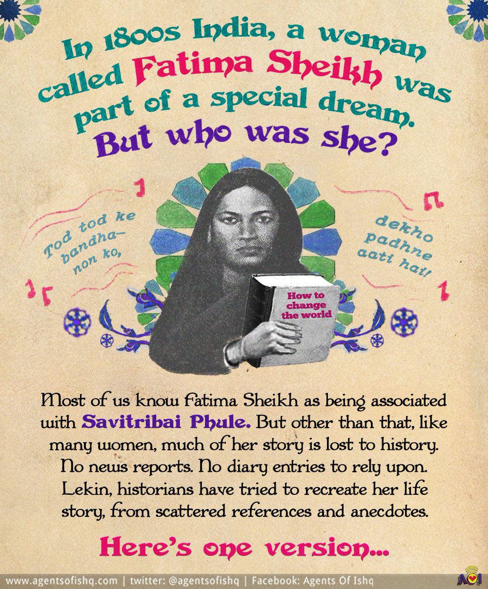 AgentsofIshq's tweet photo. Much of Fatima Sheikh's story is lost to history, but here is one version of it.
#FatimaSheikh #SavitribaiPhule #JotibaPhule #UsmanSheikh #IndigenousLibrary #Education #BetiPadhao https://t.co/bTab2iCHho