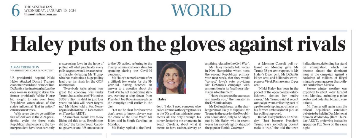 #NikkiHaley has put the gloves “on”? That’s nice of her. Usually when things get a bit more nasty people take the (boxing) gloves OFF. 
#ausmedia #Republicans #USpolitics #bringbackthesubs