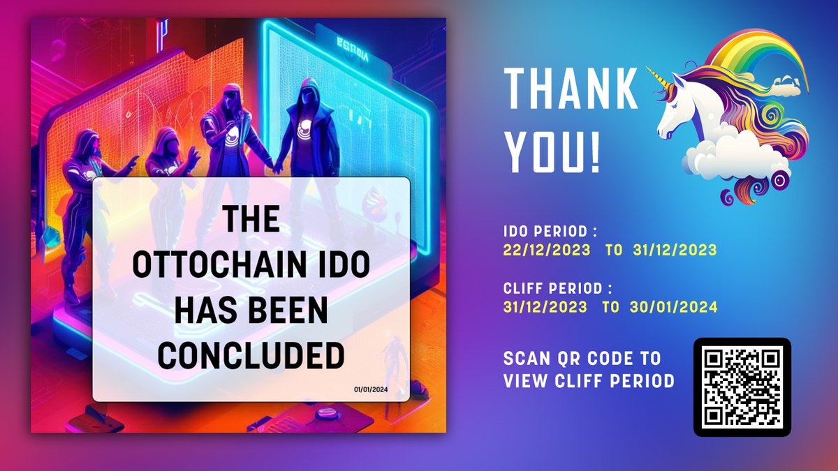 Near_Genesis's tweet photo. Happy New Year!
Thank you all for participating #Ottochain's IDO on #neargenesis. The ottochain token can only be withdraw once the cliff period is over. Click the following link for more details. https://t.co/A4e6fuI3ZX https://t.co/WkNkp51mxz