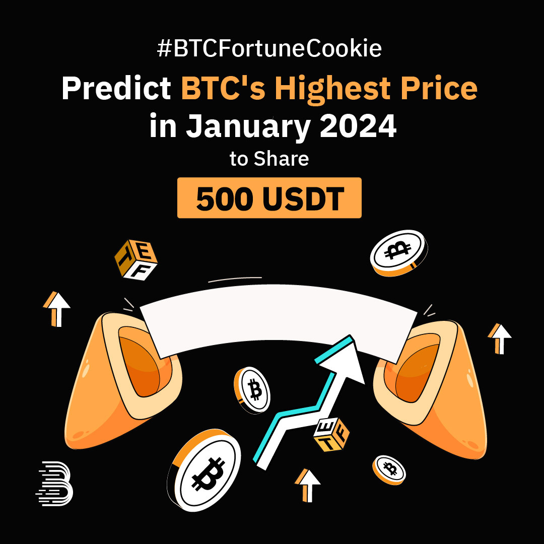 BitMartExchange's tweet image. Ready to be a crypto fortune-teller? 🥠🔮

Guess $BTC's price to share 500 USDT - the closest one wins 60 USDT!💰

1️⃣Follow, RT &amp;amp; @ 3 pals
2️⃣ Post your prediction to BTC’s highest price in Jan. 2024 using the provided template + #BTCFortuneCookie
3️⃣ Fill: forms.gle/fpm2UkvKd3whxH…
