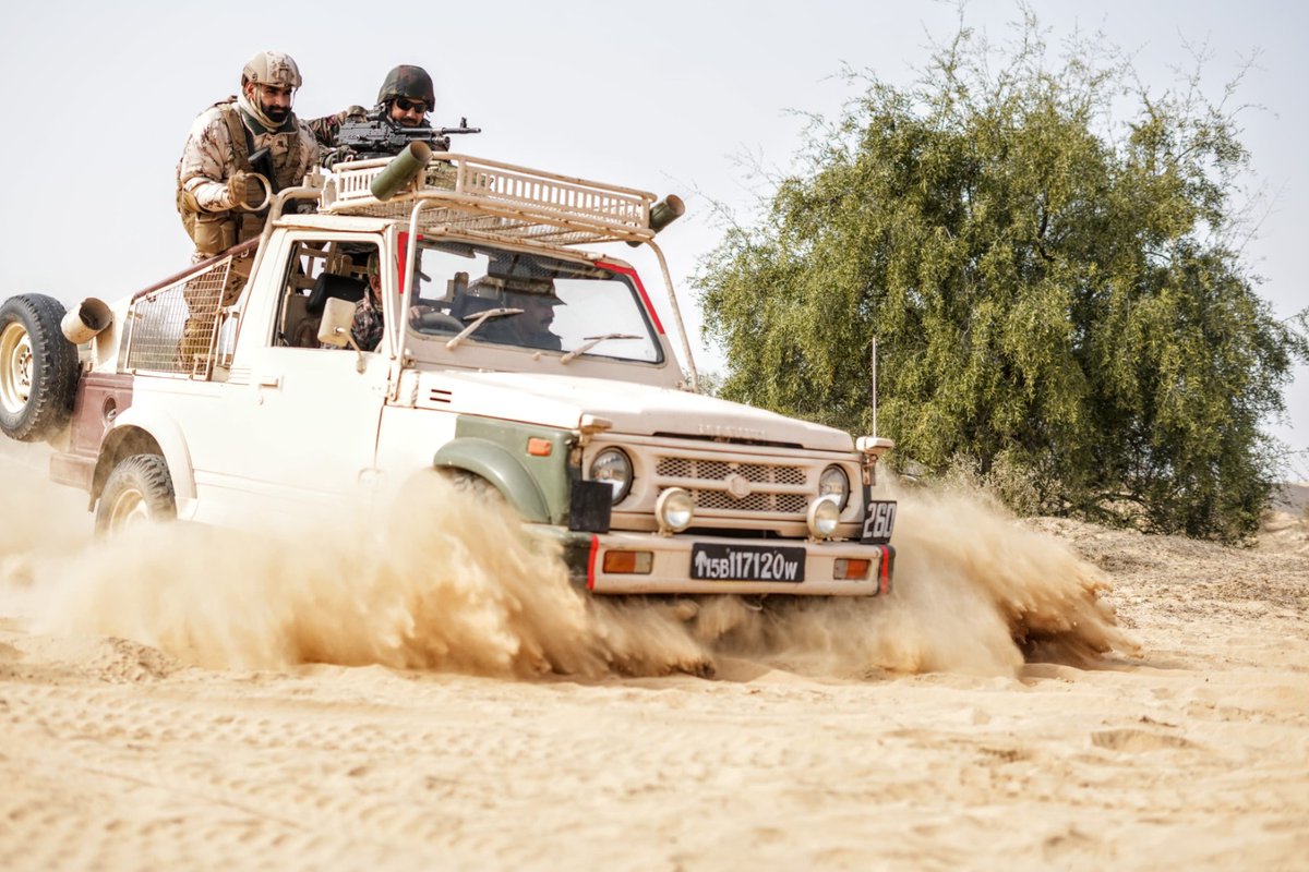 ZoyaAliKh's tweet photo. The troops of #IndianArmy and #UAE Land Forces, exhibiting high standards of synergy while undergoing training &amp; tactical exercises during the Joint Military Exercise #DesertCyclone-I in #Rajasthan. 

#ProgressingJk #Nashamuktjk #VeeronkiBhoomi #Badltajk #Agnipath #Agniveer https://t.co/eCQY4JmcUS