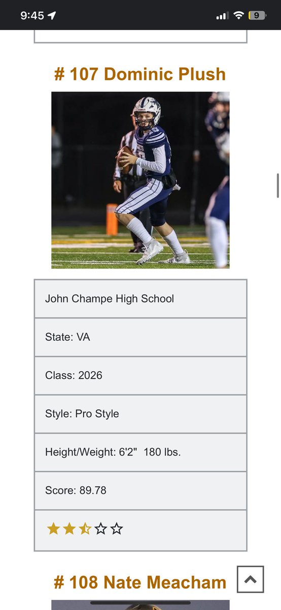 Blessed to be ranked #3 in VA and #107 in the nation for all C/O 26 QBs by @QBHitList!! Looking forward to climbing up these rankings in the near future.