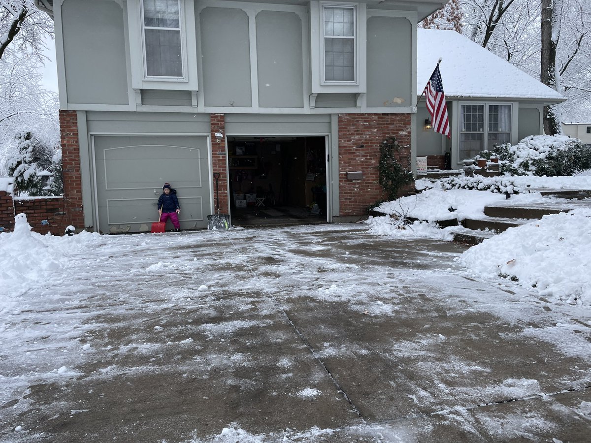 Loving this winter wonderland today. ❄️☃️❄️ We made it outside for about 90 minutes to build a snowman &amp; get the driveway shoveled. My helper was REALLY good at moving snow back onto the driveway after me. 🤪