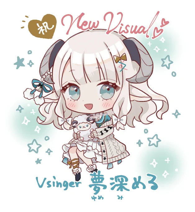 Vsinger夢深めるちゃんの新ビジュアルを担当させていただきました!これからよろしくお願いしますめるちゃんのSHOWROOMにて、現在こちらのSDキャラのアバターを配布中です受け取っていただけると嬉しいです! 