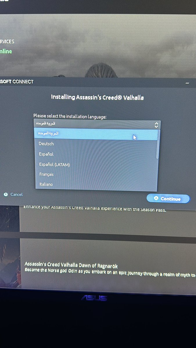 LegacyVinnie's tweet photo. @UbisoftSupport  Assassin’s Creed Valhalla on the Xbox Game Pass and Ubisoft Connect app don’t have English as a download option! https://t.co/i0aG1FeONY