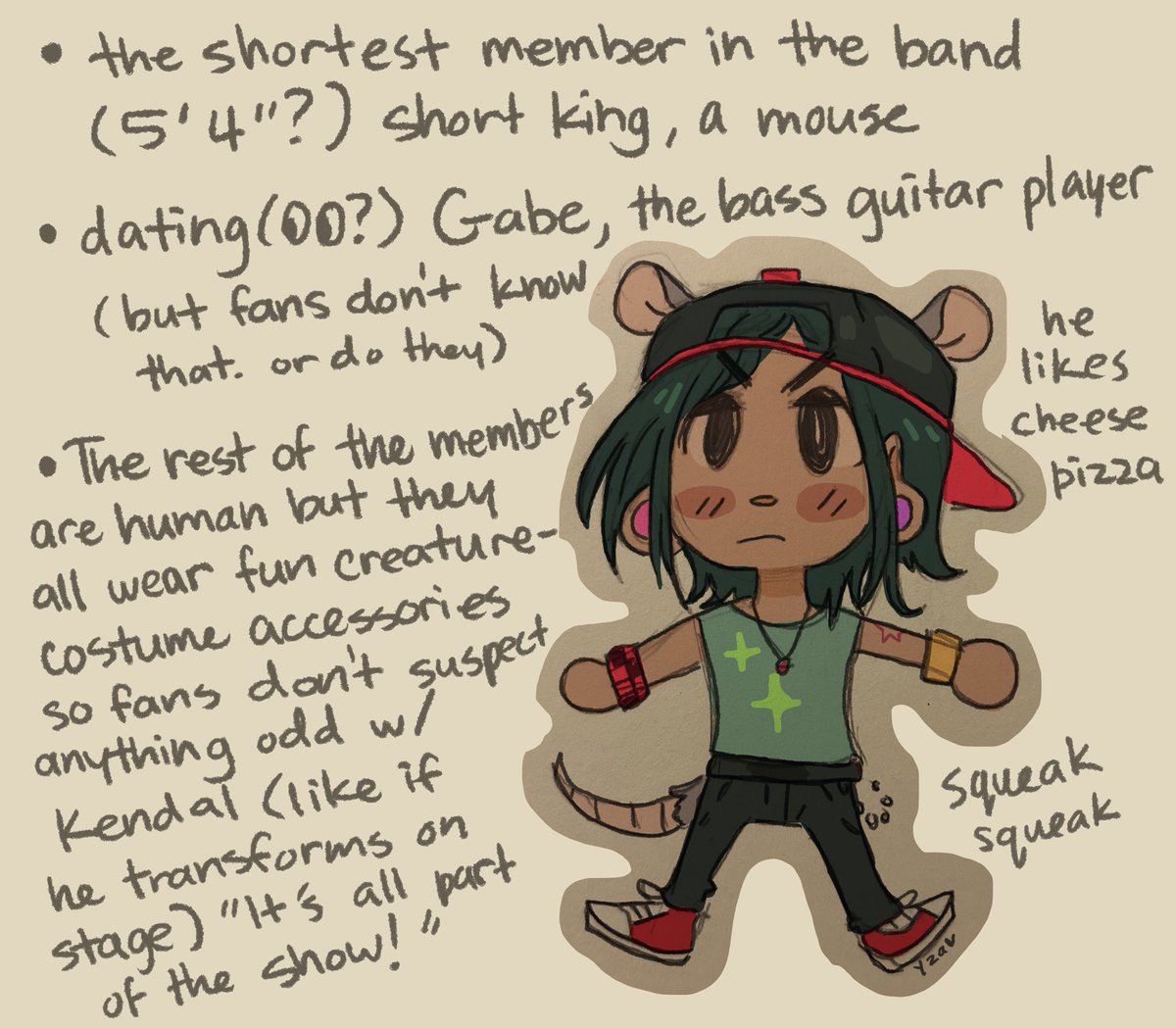 yzagart's tweet photo. ❤️‍🔥this is now a Kendal and company thread❤️‍🔥
here’s more somewhat of an intro of my were-rodent guy, Kendal! can’t wait to draw more of him especially when y’all get to meet Gabe :> and the other band members too!! ⚡️⚡️⚡️ https://t.co/IZnGRQ6hm2