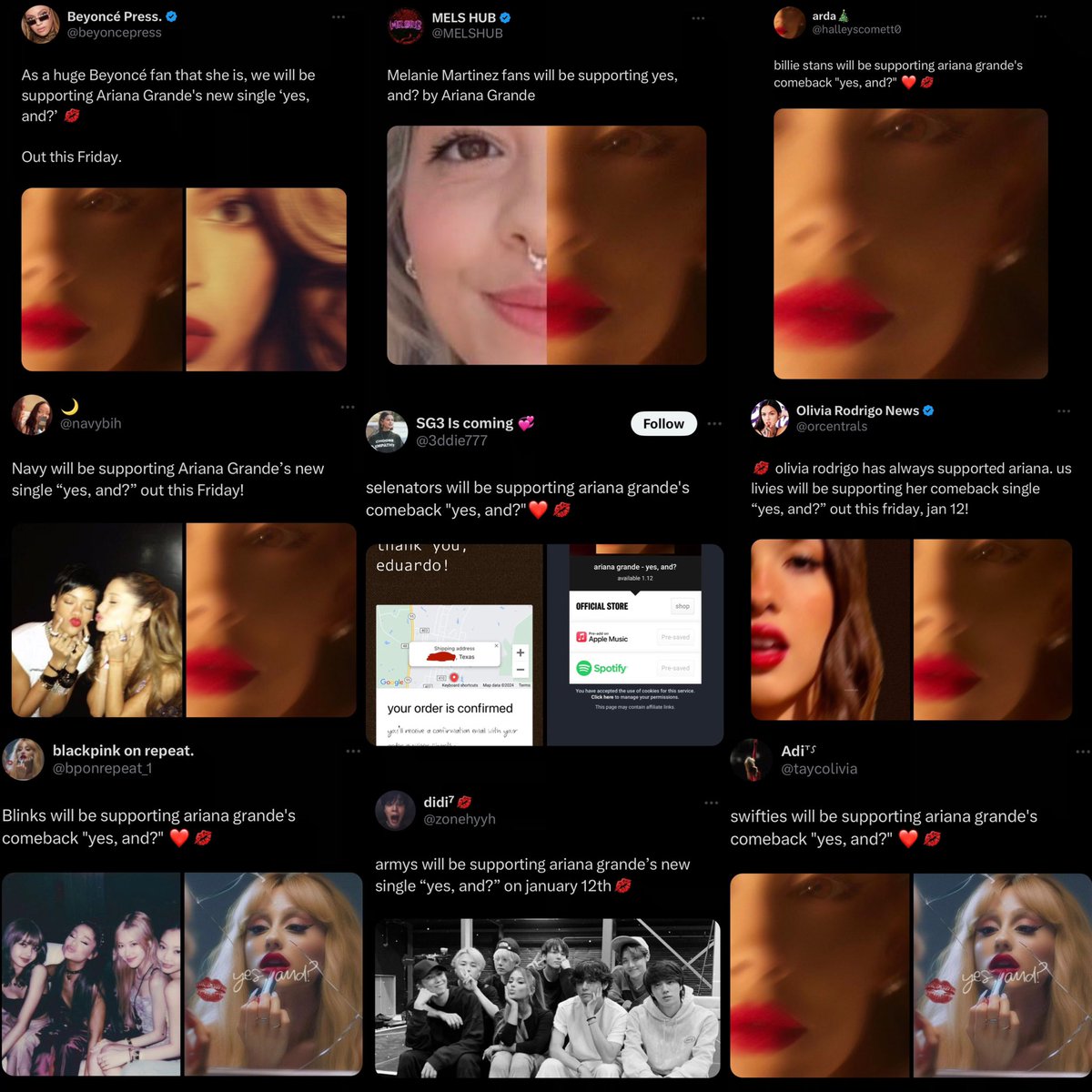 other fandoms supporting “yes, and?” 
by ariana grande, out this friday💋
