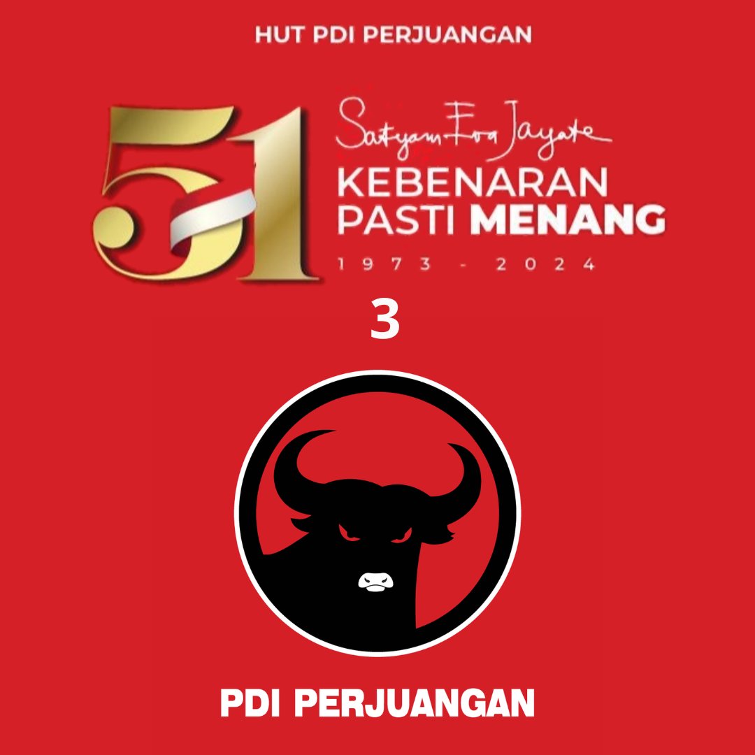 Jelang HUT PDI Perjuangan.
Temanya keren.
Satyam Eva Jayate.
Kebenaran pasti menang.

Kebenaran akan menemukan jalannya sendiri..
Congratz dan Sukses..