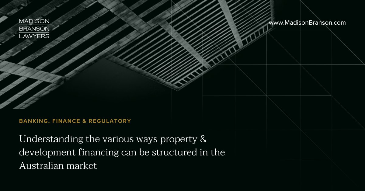 MadisonBranson_'s tweet photo. Structuring property and development financing has its complexities and challenges - particularly during times of higher interest rates and general economic uncertainty. However, opportunities always exist.

@STsapepas discusses the how & why: https://t.co/WhDXZenLzs

#Law #Property #Finance