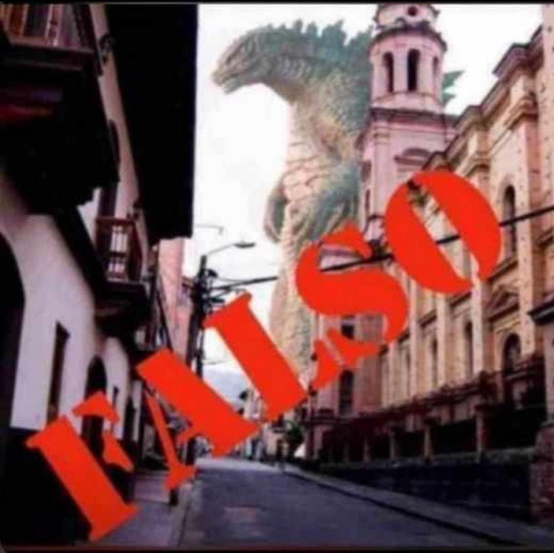 Sapping_ecuador's tweet photo. Hace un par de horas estaba circulando este video de Godzilla en Quito. 

ESTO ES FALSO, POR FAVOR VERIFICAR FUENTES. https://t.co/kSXDVksluj