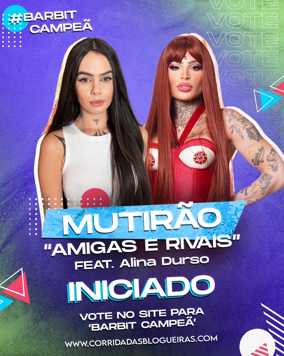 barbitrss's tweet photo. 🏳️‍⚧️ MUTIRAO AMIGAS Y RIVAIS FT @AlinaDurso🏳️‍⚧️

🤍 FAÇAM 10 VOTOS E MANDEM UM EMOJI AQUI 🤍

🏆O VOTO É PRA VENCER, VOTEM BARBIT 🏆

🗳️ https://t.co/EUweZCTBgd 🗳️ 

#corridadasblogueiras5 #barbit #TeamBarbit https://t.co/oCI5xfFBtJ