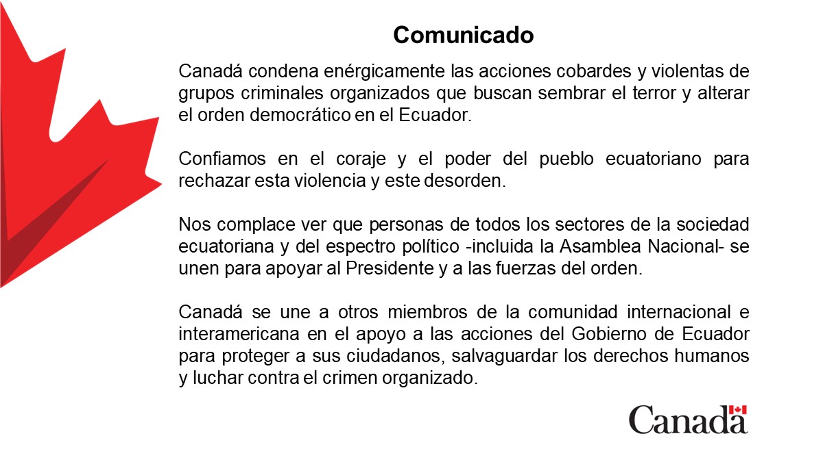 CanadaEcuador's tweet photo. 1/2 Declaración del Embajador @StephenBPotter en referencia a los últimos acontecimientos en el Ecuador:

@Presidencia_Ec 
@CancilleriaEc https://t.co/3GbXT5h0t8