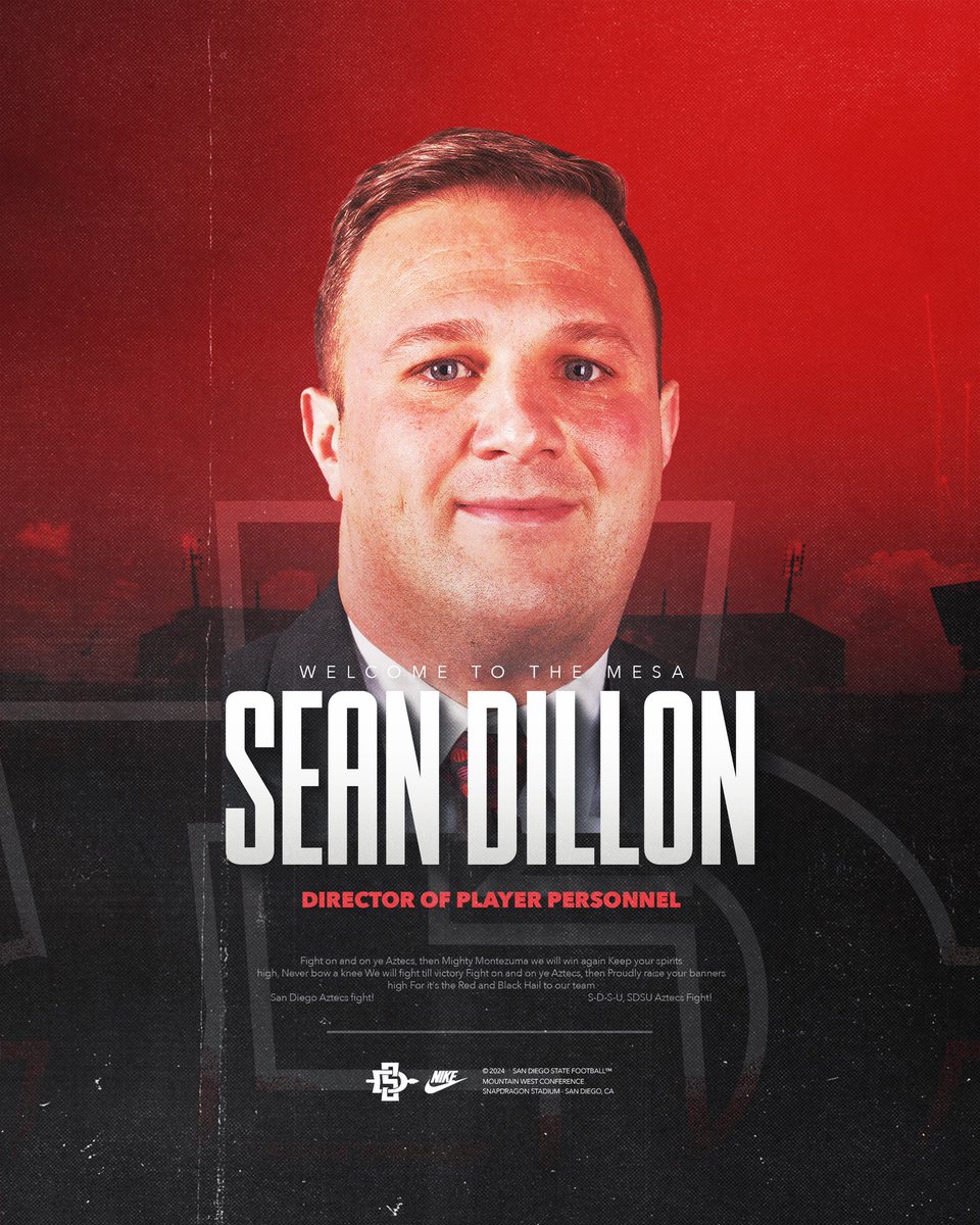 Welcome to The Mesa, Sean Dillon, our new Director of Player Personnel! #AztecFAST 🍢 x #BeTheA1pha 🐺