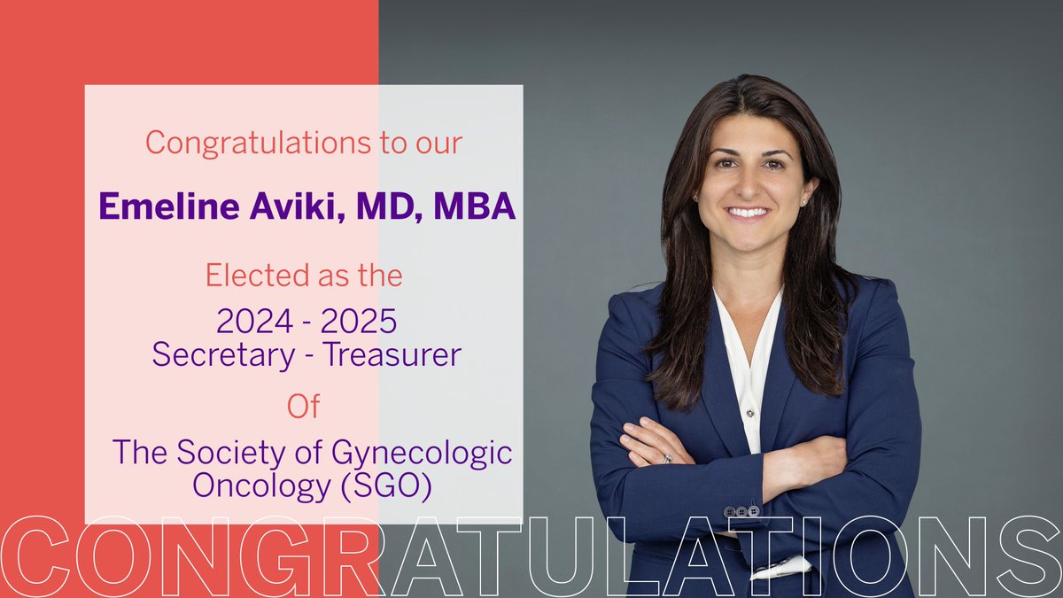 Congratulations to @EmelineAvikiMD, of Perlmutter Cancer Center at @NYULangoneLI, who will serve on the 2024-2025 board of directors for The Society of Gynecologic Oncology (@SGO_Org)! #gyncsm Learn about the SGO’s vision: bit.ly/41TuIiJ