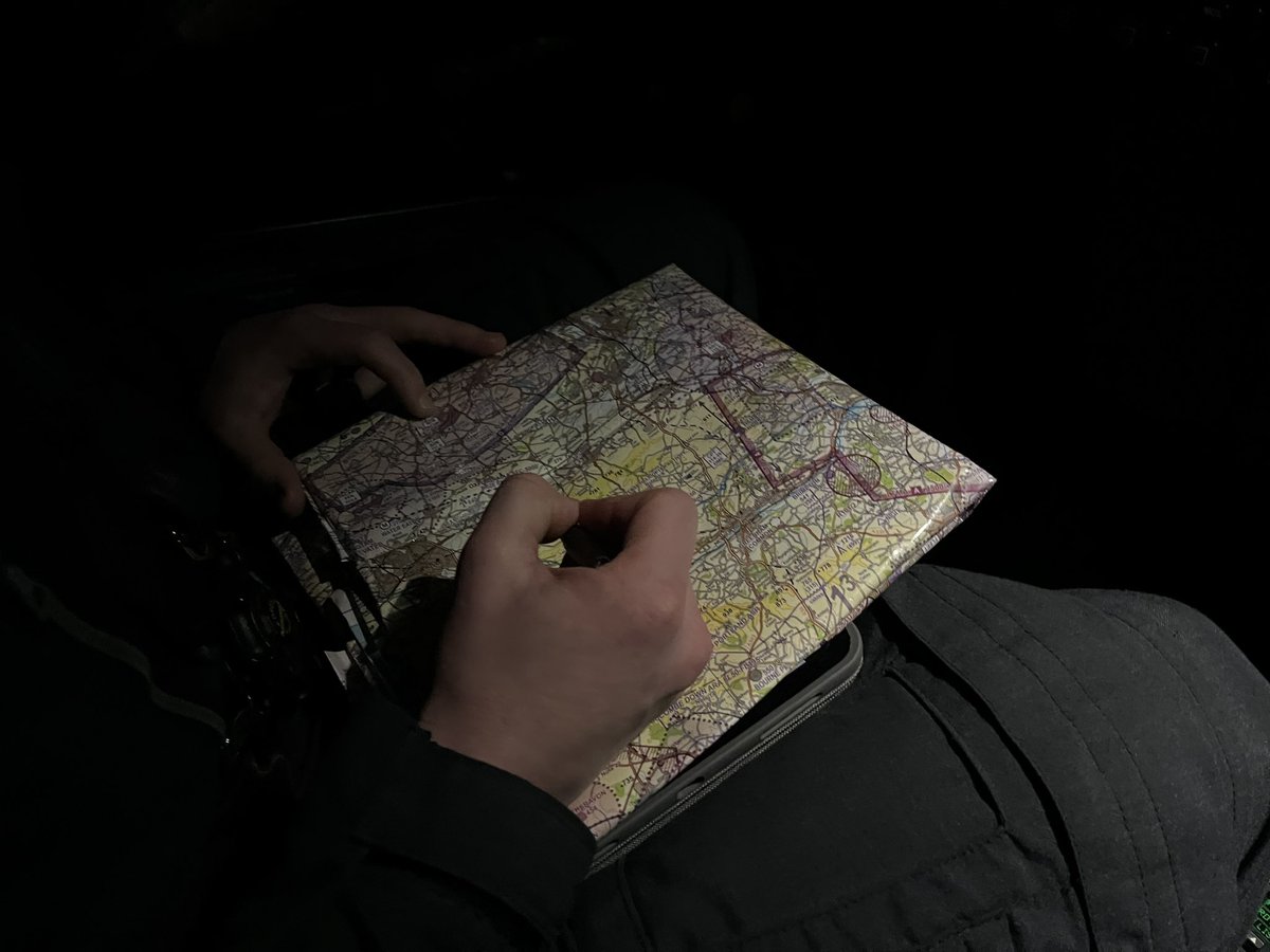 Tonight our passenger tried their hand at navigating. Whilst we use computerised mapping we need to be able to revert back to paper maps if needed. #futuretfo #npas999 ^LC