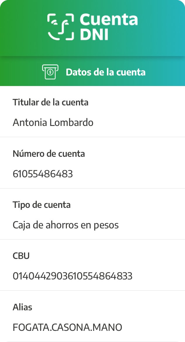 Paso mi cbu para que se hagan cargo de lo que rompieron
