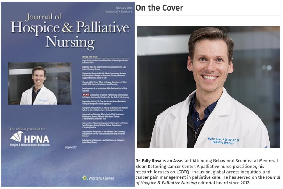 BillyRosaPhD's tweet photo. 😊An honor to be on the cover of @JHPN_online. Thanks to my @HPNAinfo colleagues for recommending me. Proud to serve on the journal editorial board since 2017. I am always a #nurse first. When one of us shines... we all shine. 🫂🎉💜See this month's issue: https://t.co/H11nRdT2tr https://t.co/nelD6SNE49