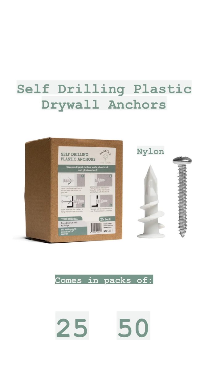 ugc_maddy's tweet photo. Mortice &amp; Tenon has a curated selection of heavy duty wall anchors that can hold up to 120lbs!! 💪🏼 

FAST &amp; FREE shipping with Prime ✅

Check them out on IG &amp; Facebook! 

#morticeandtenon #marketing #wallanchors #homerenovation #diy #construction #usabusiness #smallbusiness #UGC https://t.co/GQnPlhM22R