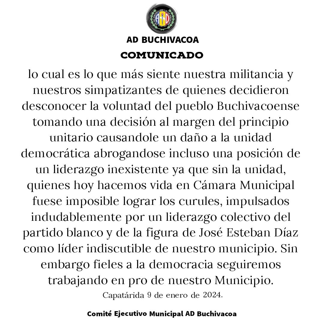 ADbuchivacoa's tweet photo. Comunicado https://t.co/7dwQvZ3pve