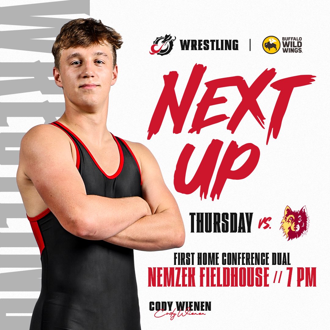 MSUM_Wrestling's tweet photo. NEXT UP‼️

Dragons take on NSU this upcoming Thursday. 

#rolldrags https://t.co/8yKCb1xChs